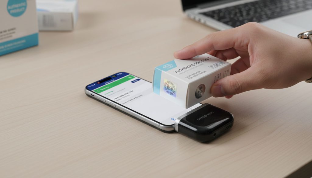 CYKEO CK-B4L: A Practical RFID Card Reader for Android Developers 3 Android phone reading RFID tag for anti-counterfeiting check