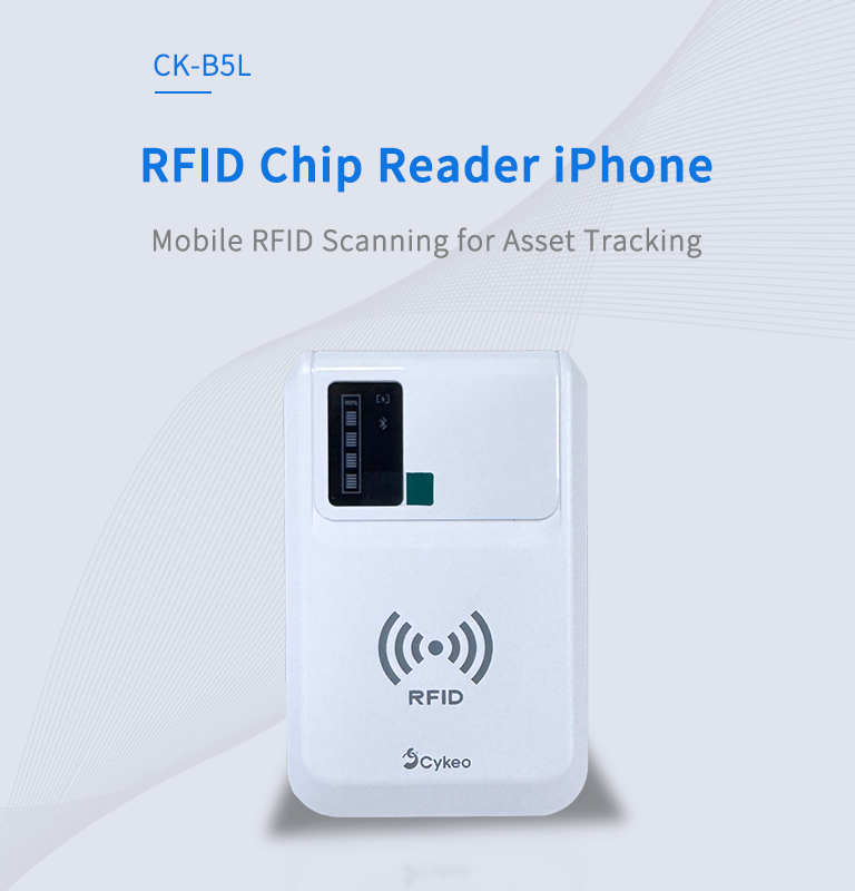 CK-B5L RFID Chip Reader iPhone 2 Mobile poster of CYKEO CK-B5L RFID Tag Reader iPhone optimized for smartphones