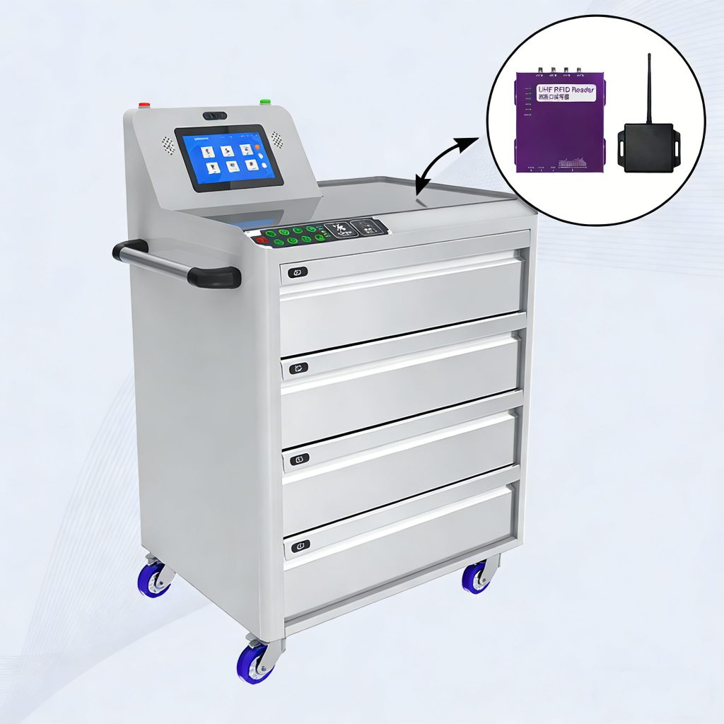 Custom integration of RFID antennas and readers for industrial tool tracking systems