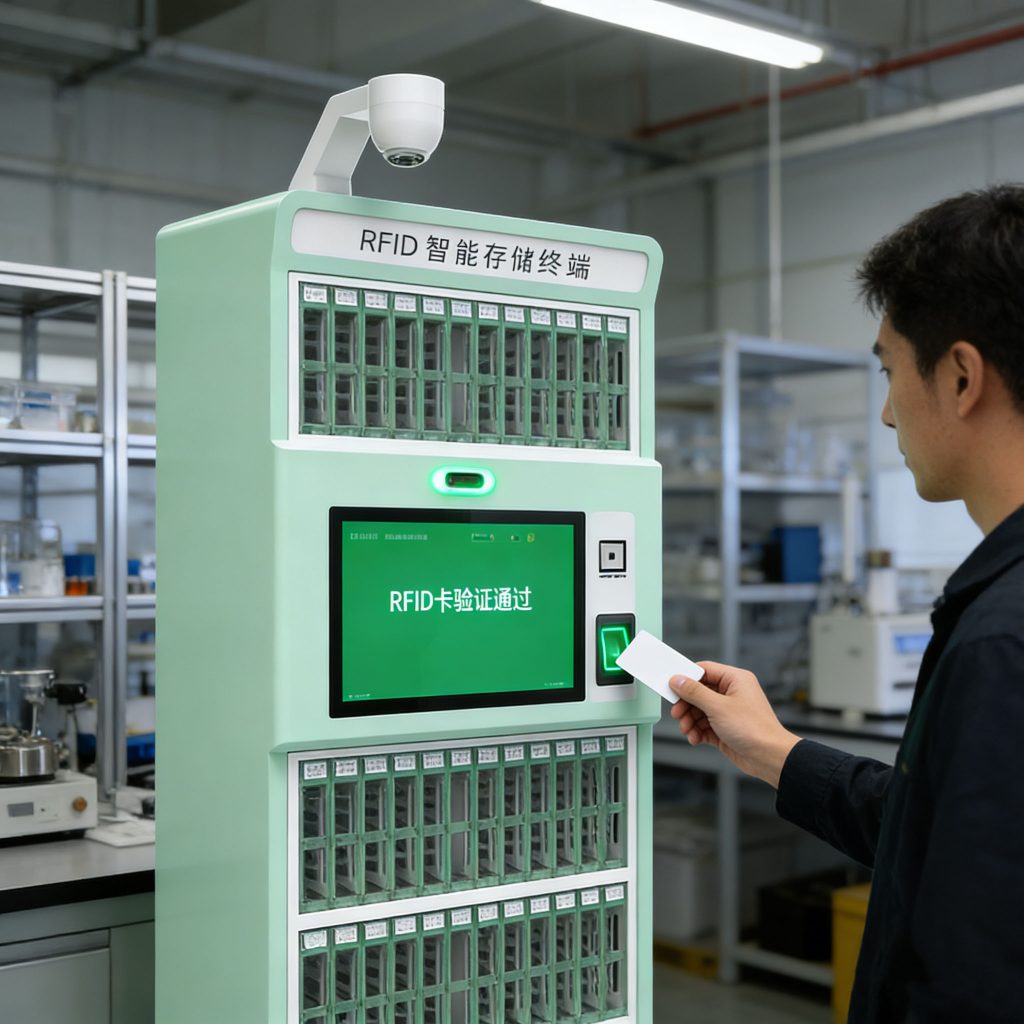 CK-GC120 RFID cabinet supporting face recognition and card login for controlled access to valuable assets.