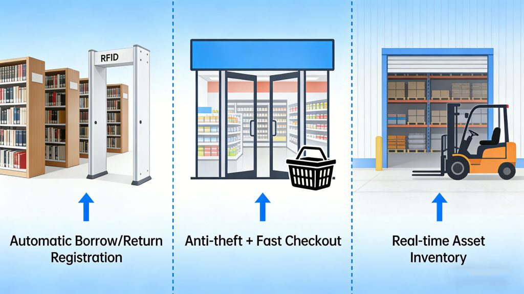 Smart Rfid Doors at Work Libraries, Stores, Warehouses