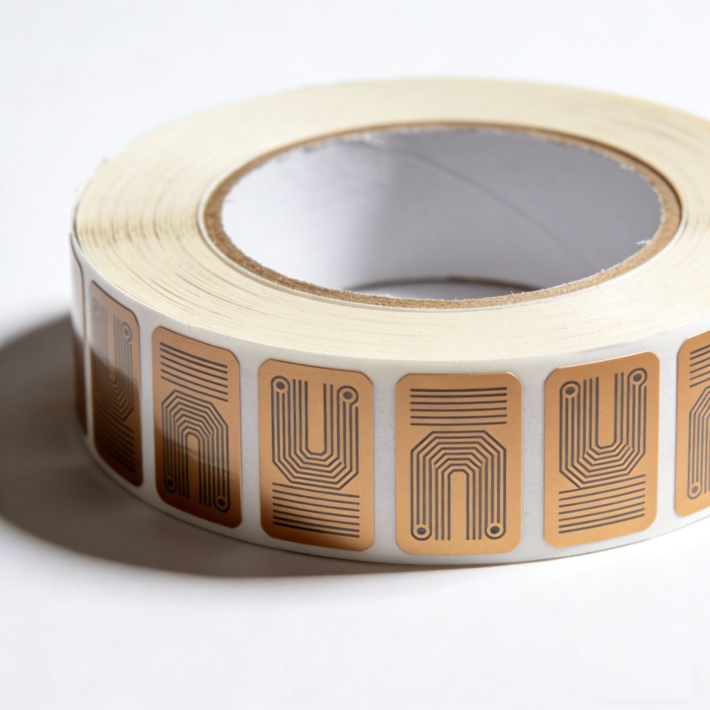 What Exactly Is RFID Hardware? A Simple Breakdown of Tags, Readers, and Antennas 1 close-up shot of UHF RFID label tags on a roll