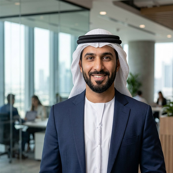 Middle Eastern procurement manager corporate portrait