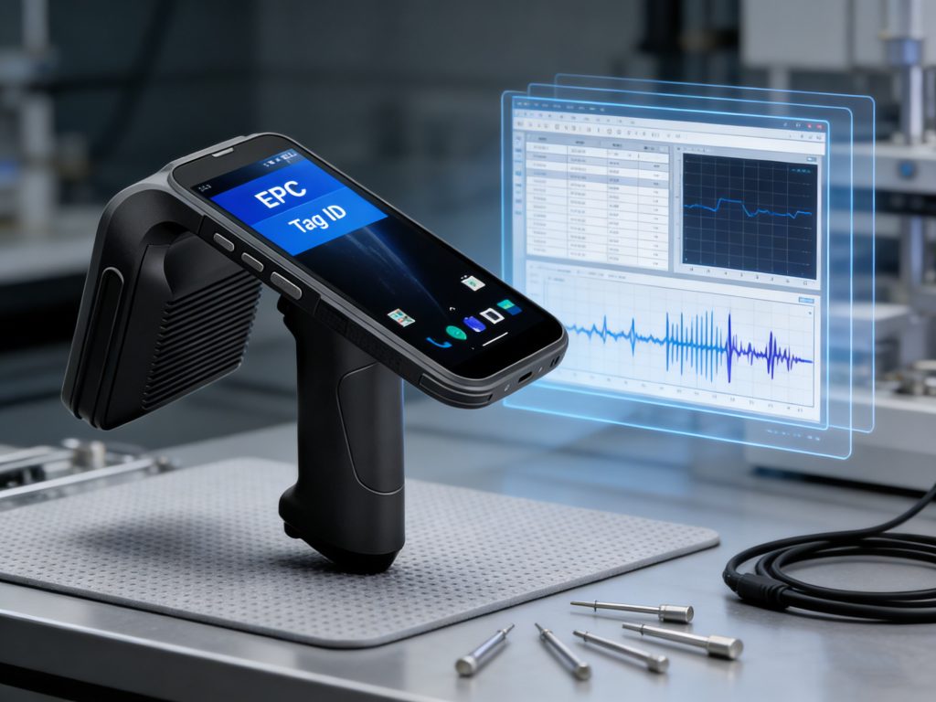 Handheld RFID reader used for RFID system testing