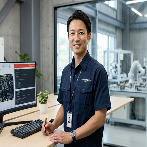 Japanese engineer using CYKEO industrial RFID handheld reader