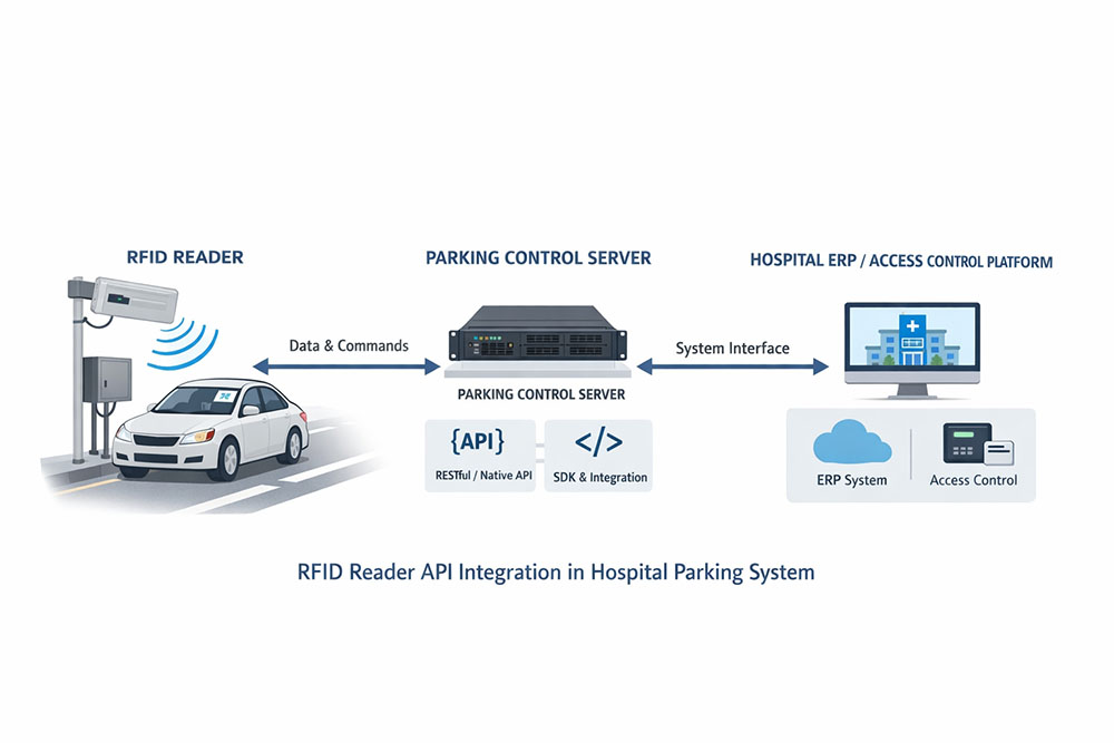 RFID reader API integration with hospital parking and access control platforms