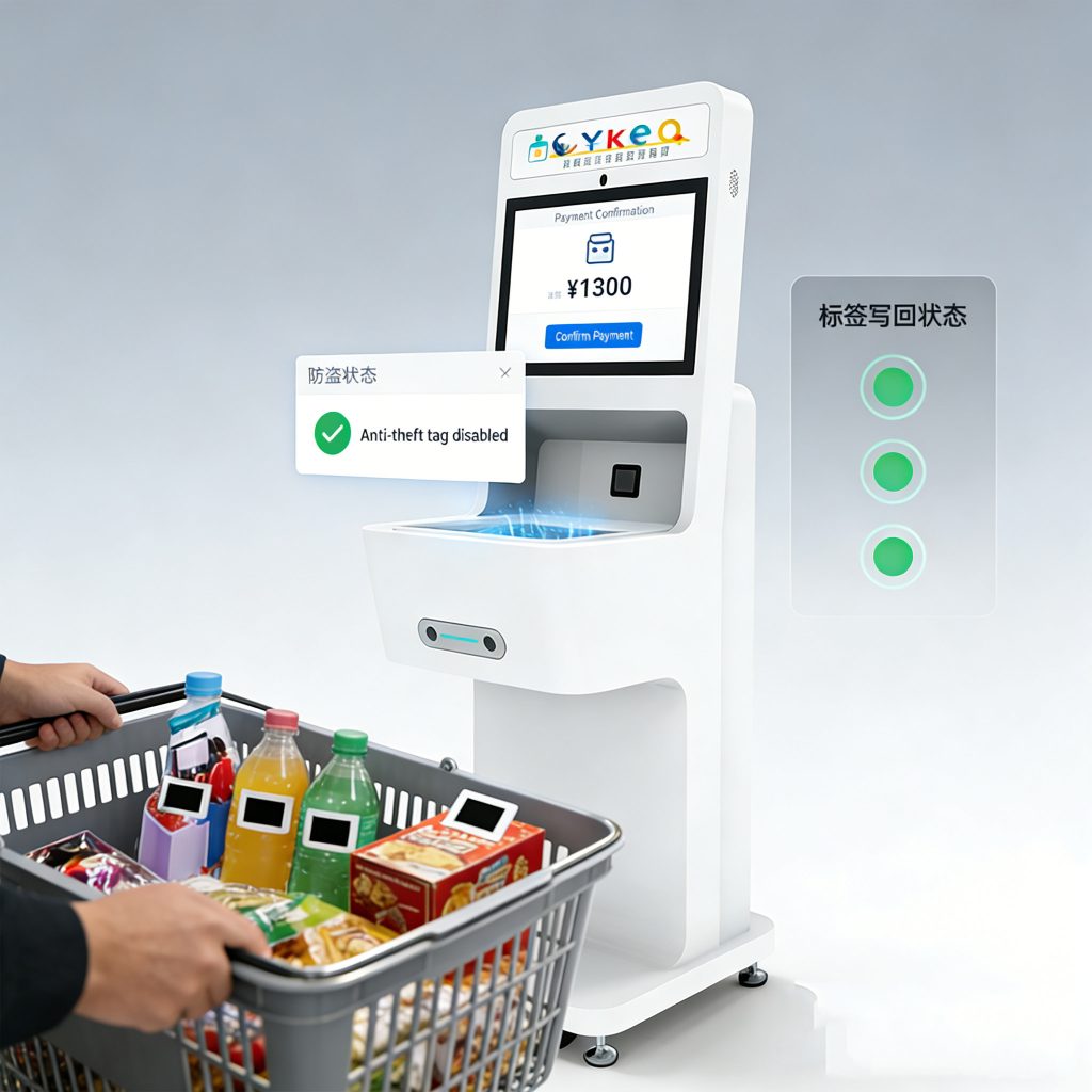 RFID payment kiosk with tag write-back integration