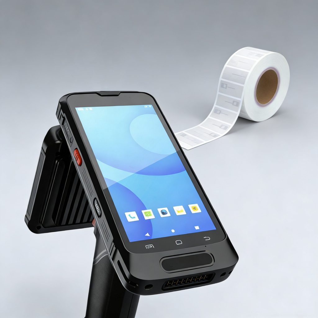 Close-up of a handheld RFID scanner