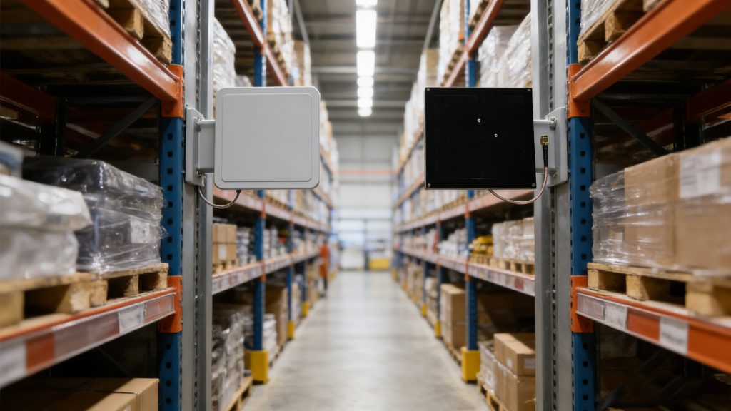 High-gain antennas reach farther but may struggle with densely packed tags; low-gain antennas excel at close-range, high-density setups.