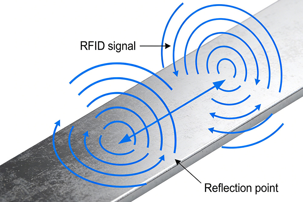 rfid signal interference diagram on metal surface