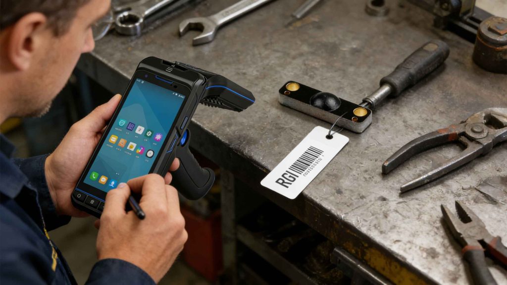 handheld rfid writer RFID tool tracking tags: How Do They Improve Asset Control? 1 portable RFID device scanning multiple tools with tracking tags