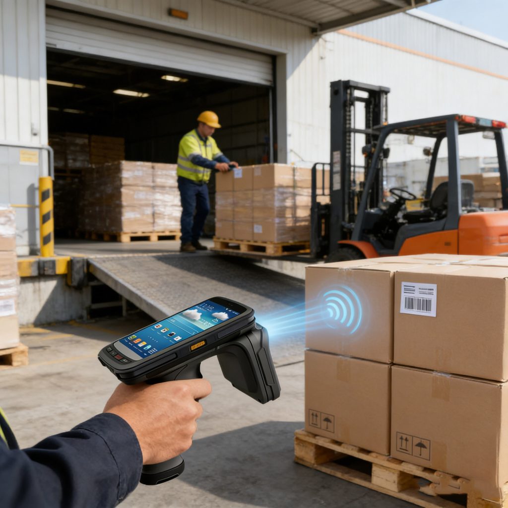 warehouse receiving process using handheld RFID scanner