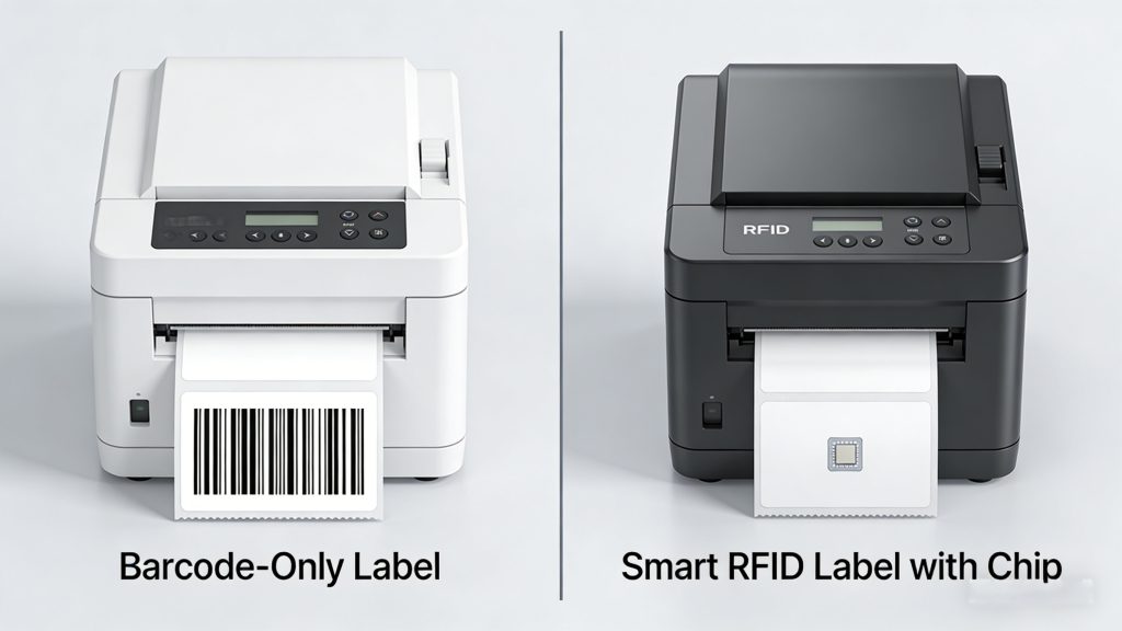 comparison between RFID printer and barcode label printer