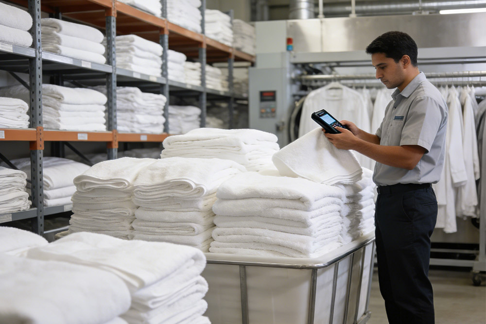 washable uhf rfid laundry tag close up showing flexible industrial textile tag