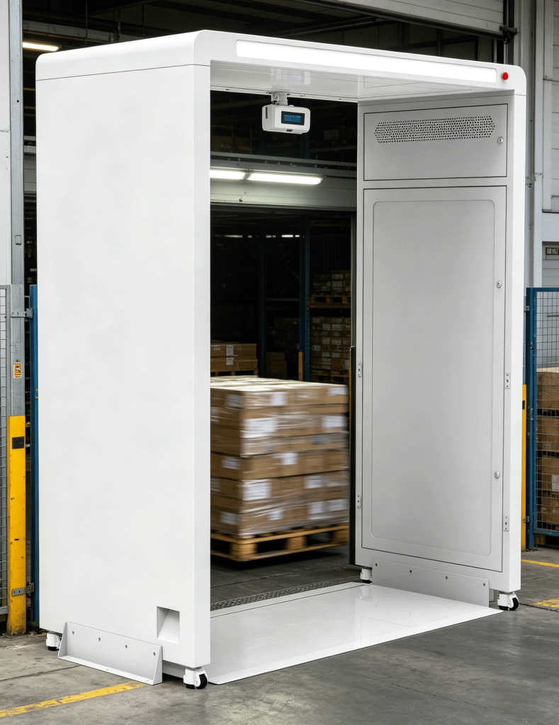 UHF RFID reader tracking goods entering warehouse