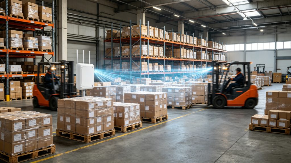 RFID scanner reading multiple tags on pallets simultaneously