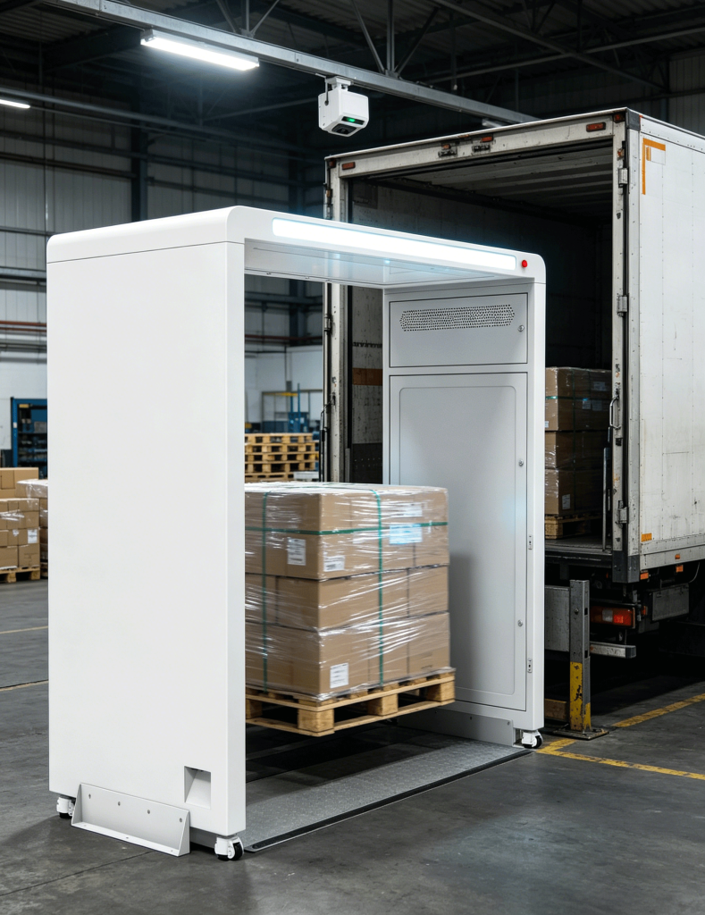 RFID reader scanning multiple tags on moving pallets