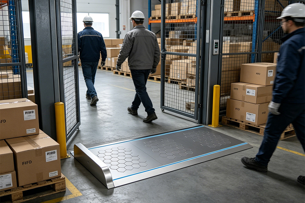 rfid gate system used in warehouse entry with tagged goods