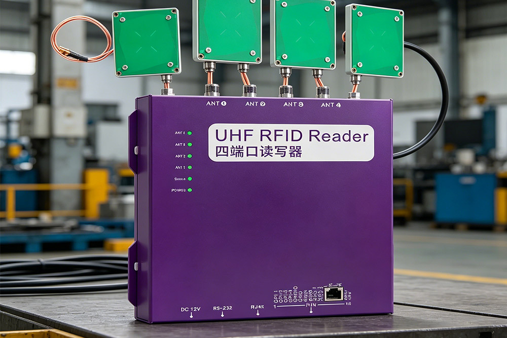 uhf rfid fixed reader connected with multiple antennas for wide area coverage