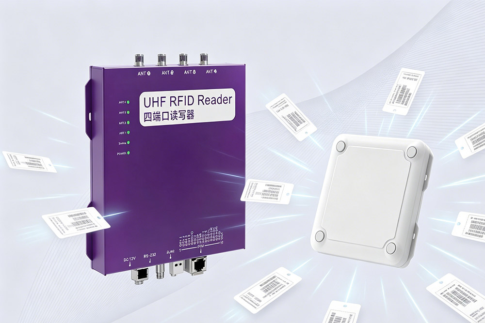 rfid fixed reader automatically scanning multiple tags in industrial environment