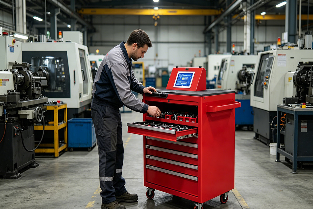 rfid smart tool cabinet used in manufacturing plant