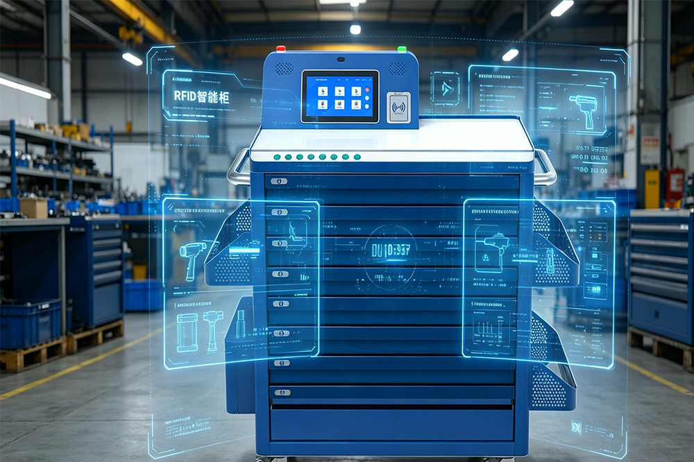 rfid system tracking tools automatically in industrial cabinet