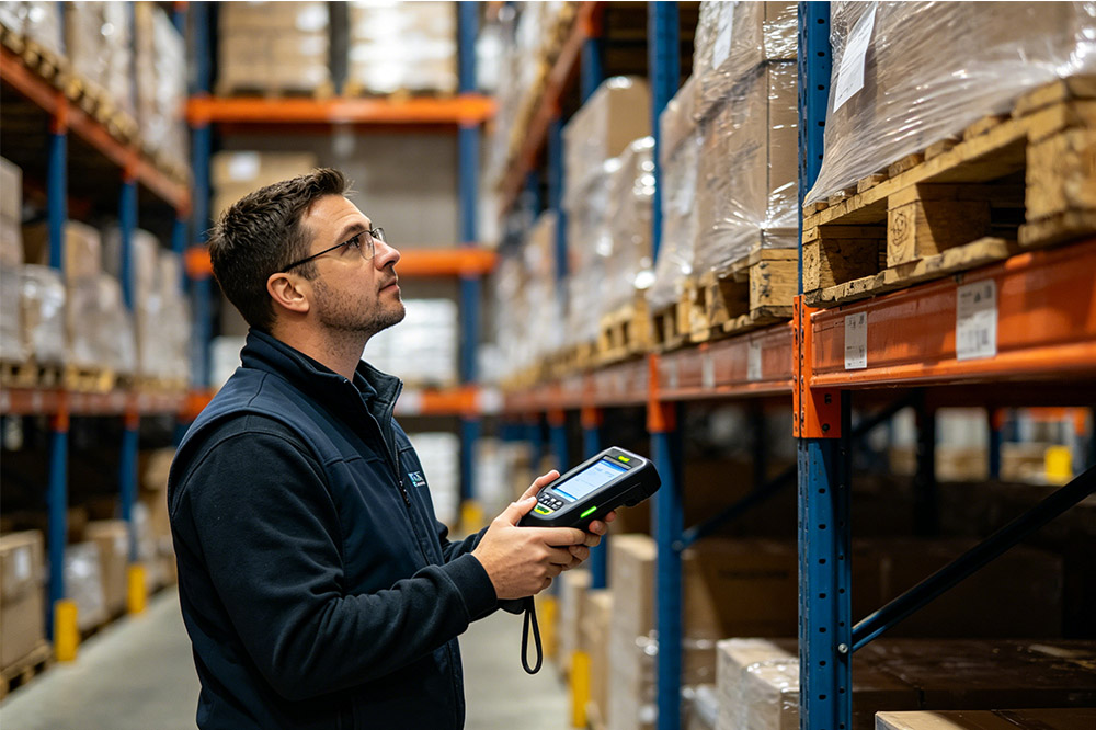 rfid handheld reader writer scanning warehouse pallets inventory