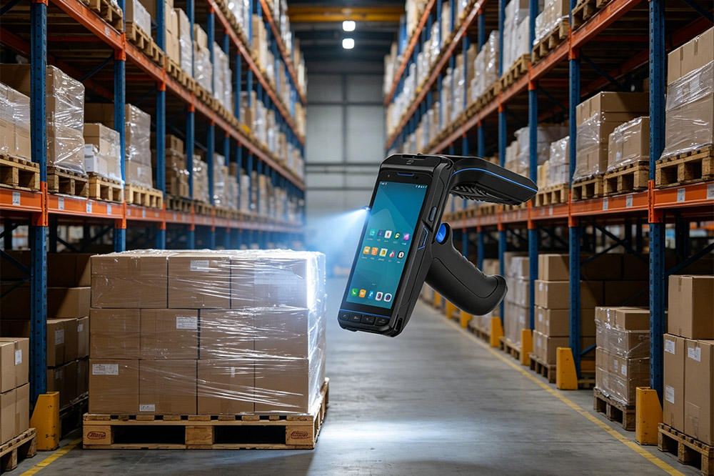rfid handheld reader reading distance warehouse aisle scanning
