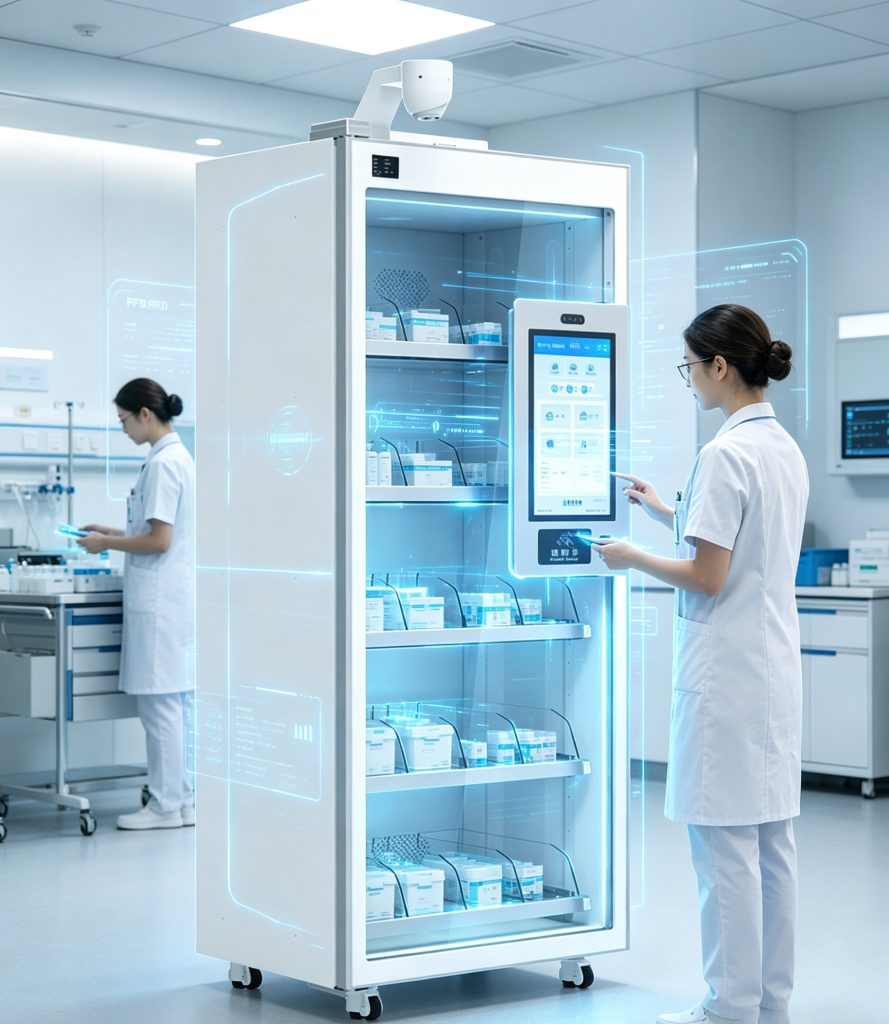 RFID medical cabinet automatically tracking inventory without manual input