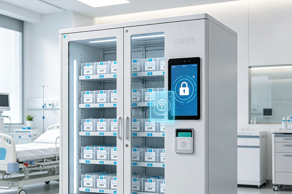 RFID medical cabinet providing secure storage and controlled access for hospital supplies