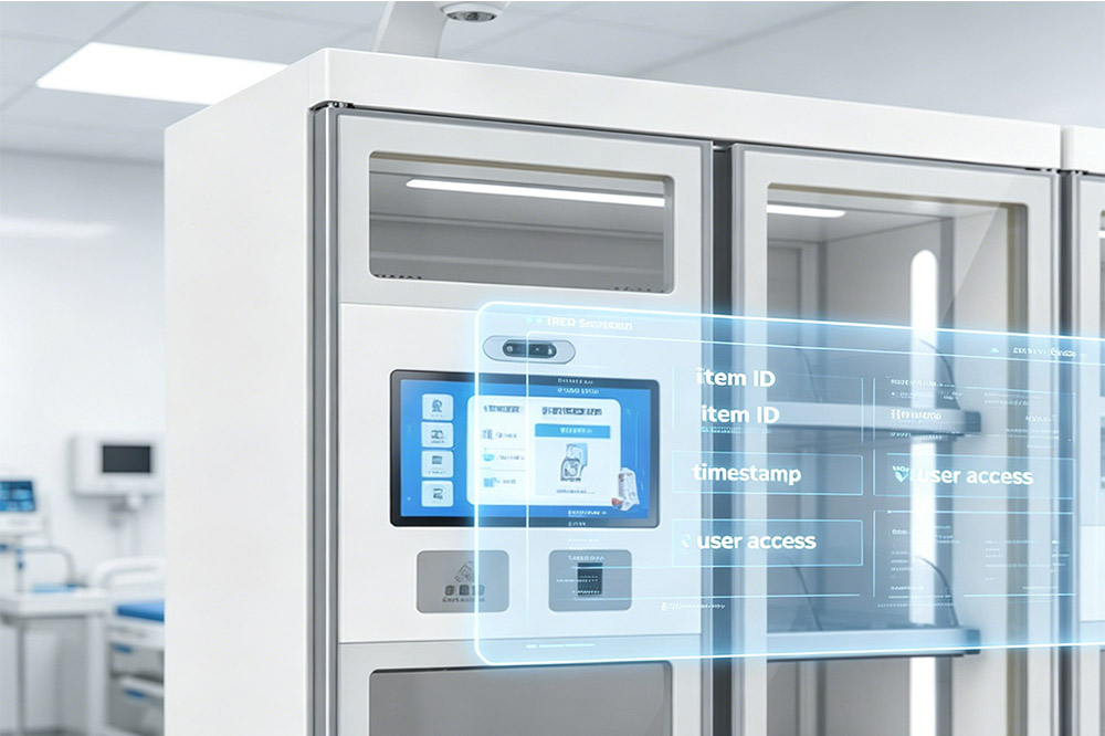 RFID medical cabinet capturing real time inventory data in hospital system