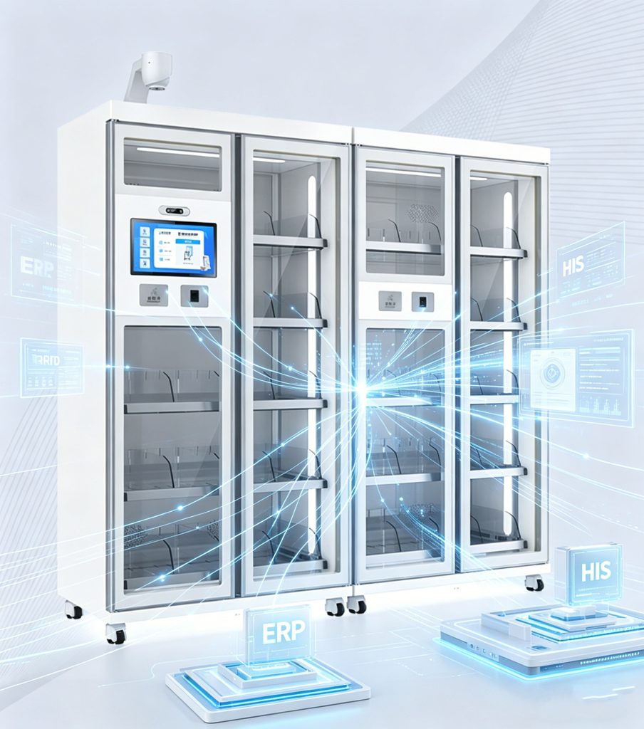 RFID system synchronizing hospital inventory data with ERP and HIS platforms