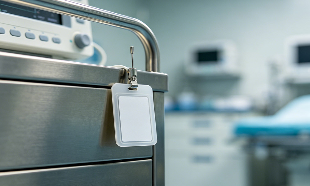 RFID tag attached to hospital equipment
