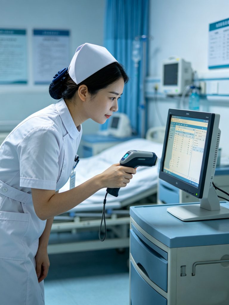 manual barcode scanning of hospital equipment