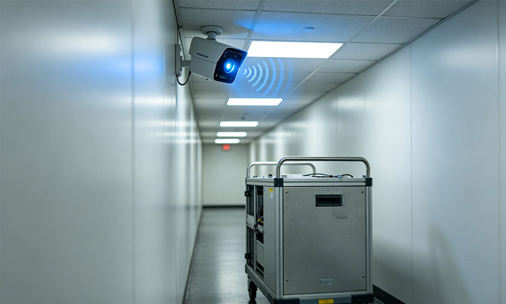 RFID system detecting hospital equipment without scanning