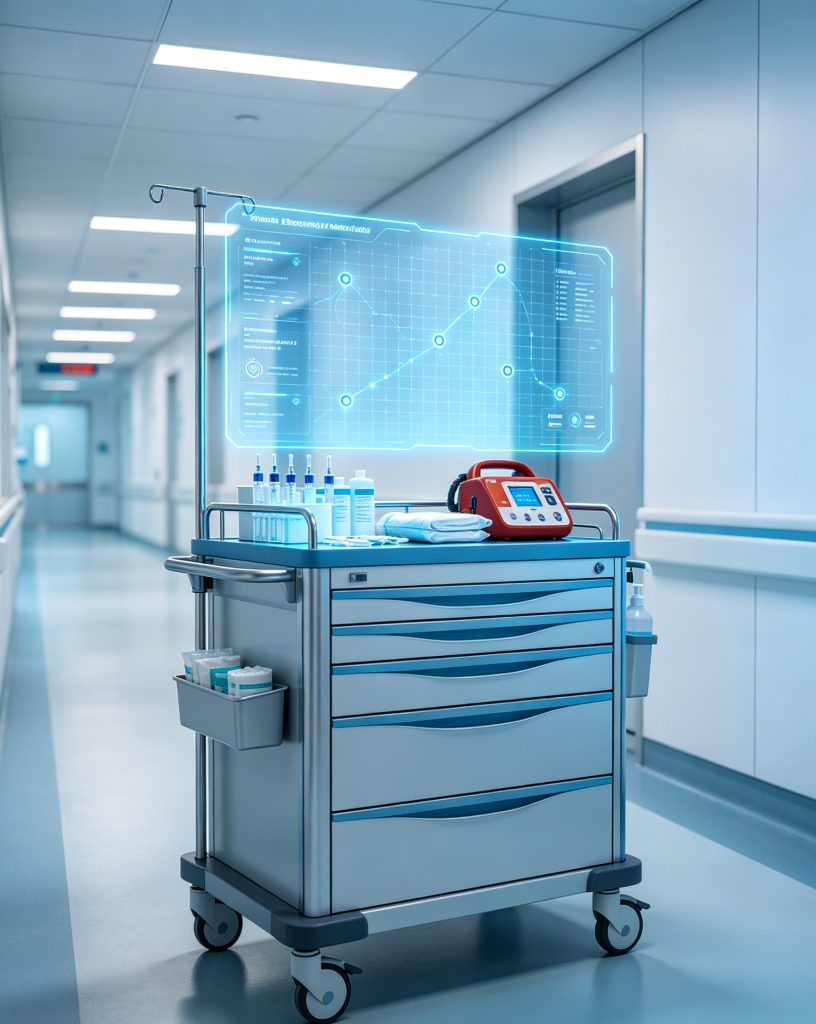 RFID system tracking emergency hospital equipment