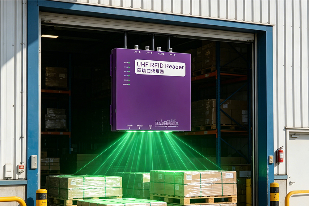 RFID reader with multiple antennas in warehouse environment