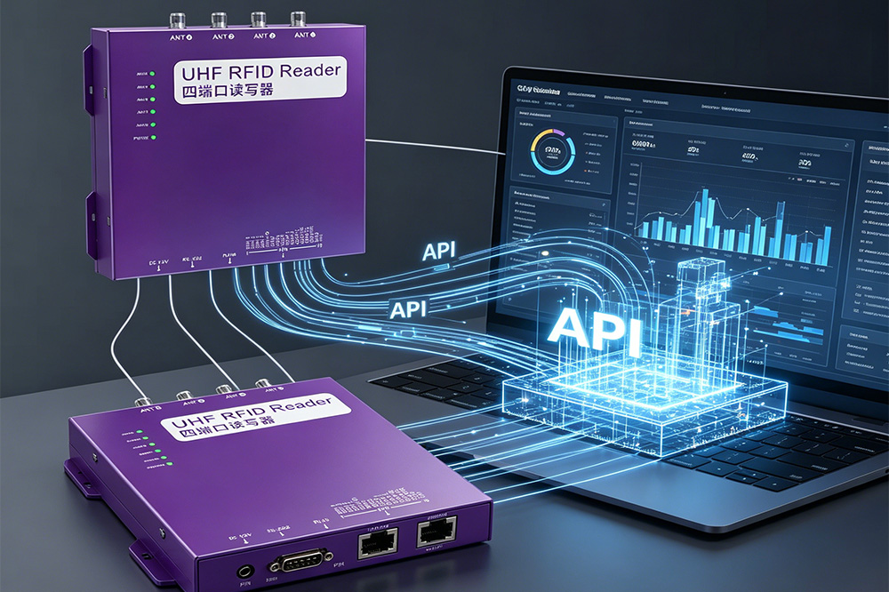 RFID reader connected to warehouse management system