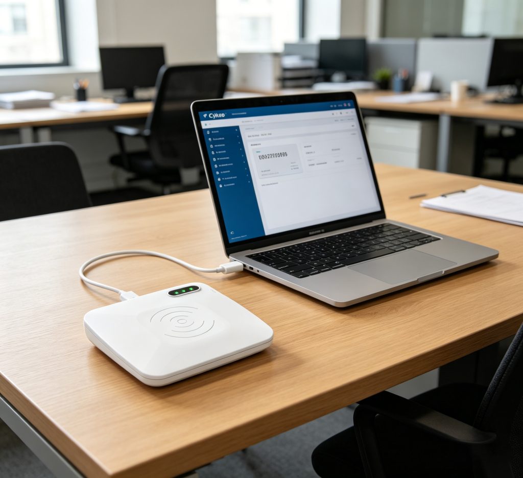 how to connect a card reader using USB interface on Cykeo device