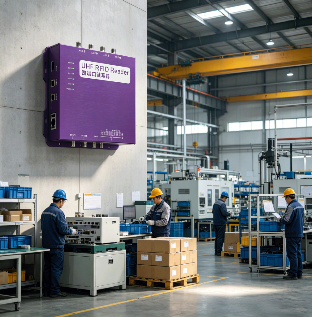 RFID system tracking equipment in factory