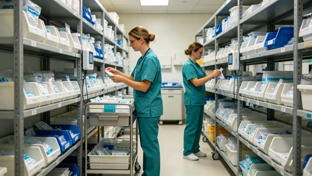 What is rfid patient wristbands and how to improve patient tracking 2 Nurse accessing RFID-enabled medical consumables cabinet