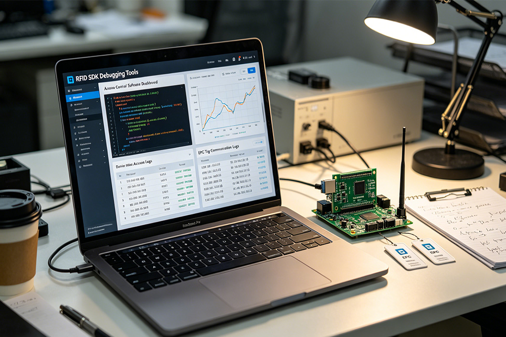 RFID Reader Module for Access Control Systems: Why More Security Devices Use Embedded RFID 3 Engineer testing RFID reader module integration with industrial access control software and RFID event management systems.
