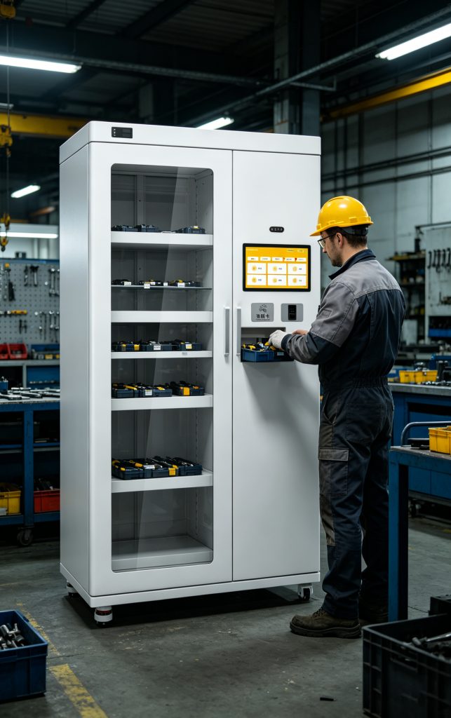 Cykeo RFID devices managing industrial tools inside a smart storage cabinet