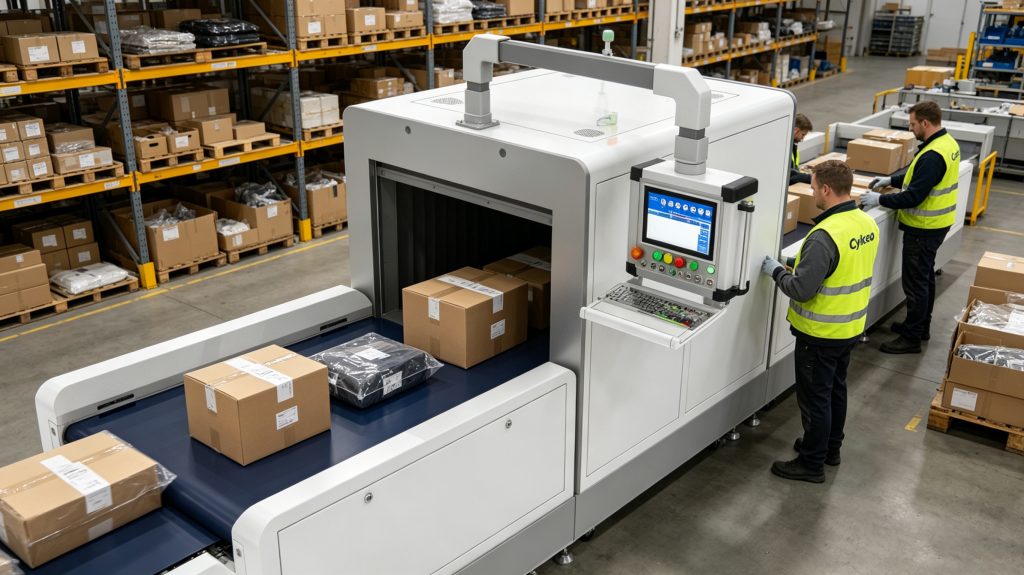 Ultra high frequency RFID logistics system verifying products on conveyor line