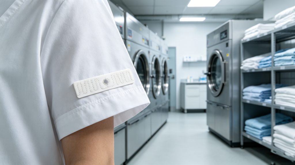 What Are RFID Laundry Tags? 1 RFID laundry tags used in hospital textile tracking