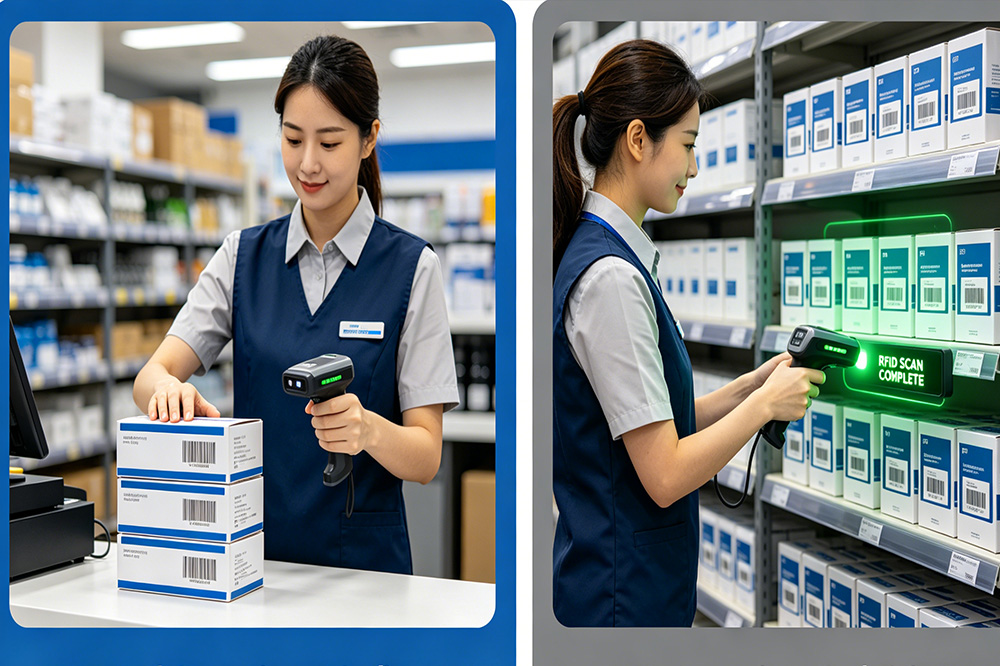 Manual barcode scanning vs RFID inventory counting in retail