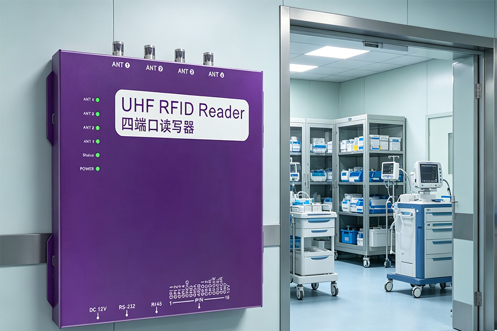 Impinj RFID Reader in Healthcare: A Better Way to Track Medical Equipment and Assets 3 RFID fixed reader tracking assets in hospital storage area
