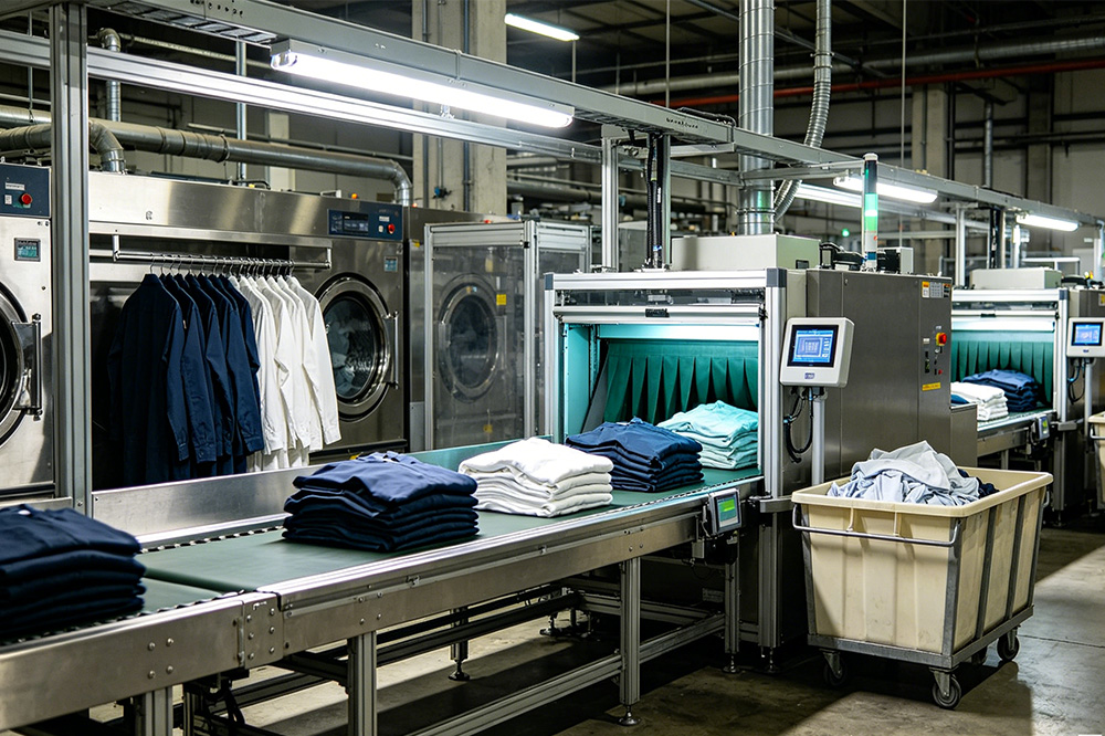 How RFID Laundry Tags Improve Linen Tracking Accuracy in Commercial Laundries 2 Automated RFID linen sorting in industrial laundry facility