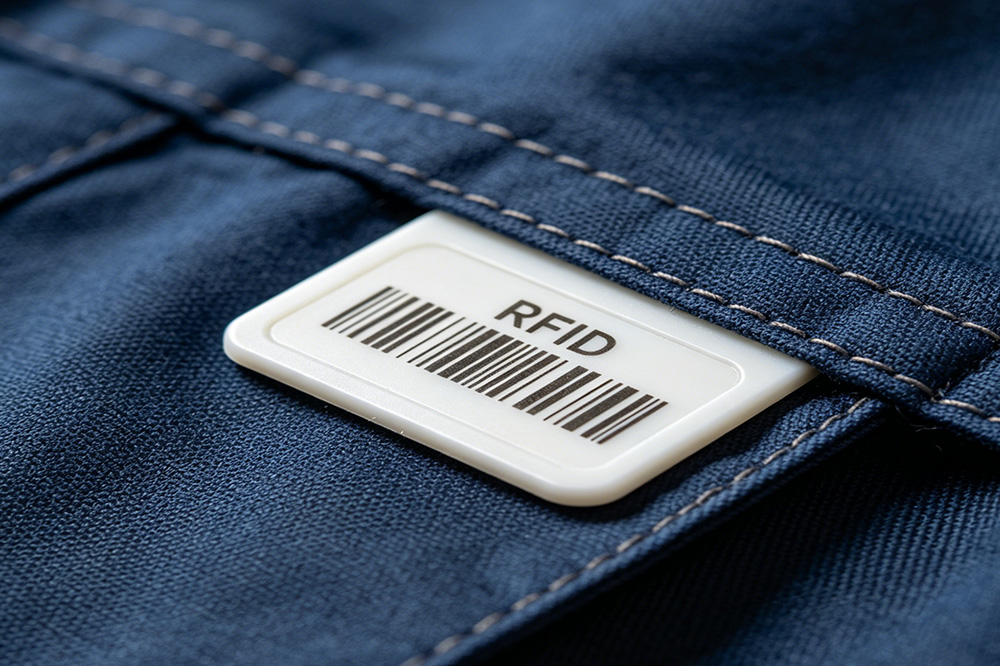 How RFID Laundry Management Helps Apparel Manufacturers Track Garments 1 Washable RFID laundry tag attached to reusable garment