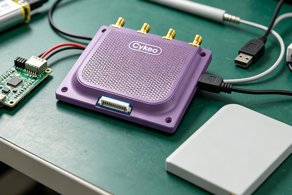 Embedded RFID Reader Module: Why More Devices Are Building RFID Inside 1 Compact embedded RFID reader module connected to development hardware during engineering integration testing.